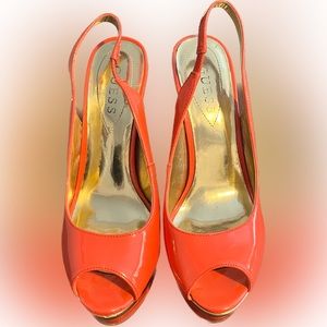 GUESS Open Toe Slingback Heels Size 6 1/2